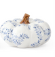White w/Blue Floral Ceramic Pumpkins (2 Sizes)