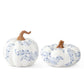 White w/Blue Floral Ceramic Pumpkins (2 Sizes)