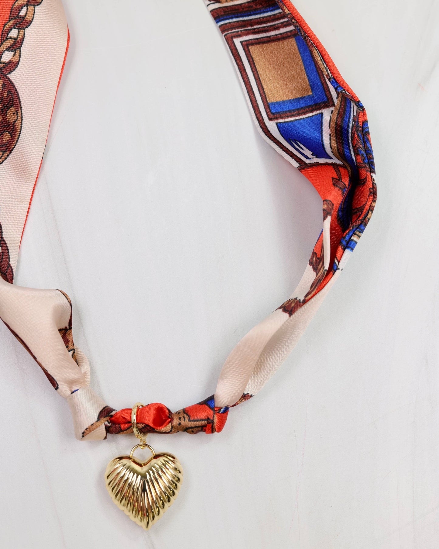 Lillie Scarf Charm Necklace ORANGE BLUE: Default