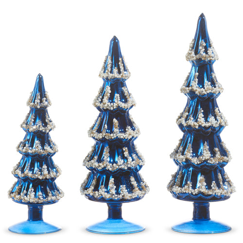 Blue Beaded Trees ( Set of 3)