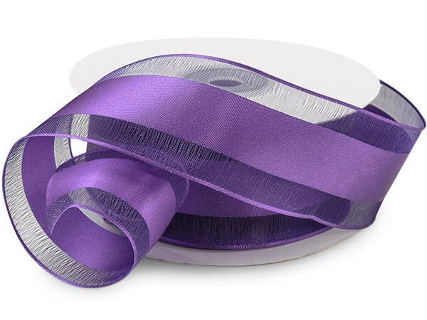 Wired Satin Stripe Sheer Ribbon: White / 1 Pack / 1-1/2"x25 yards