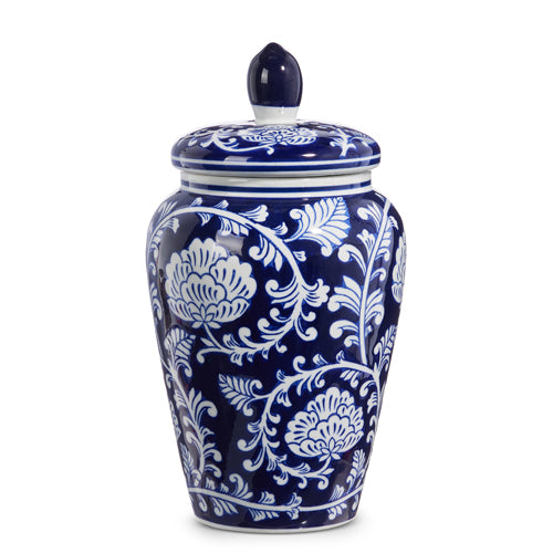 Blue and White Patterned Jar