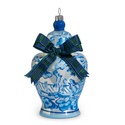 Ginger Jar w/Black Watch Bow Ornament