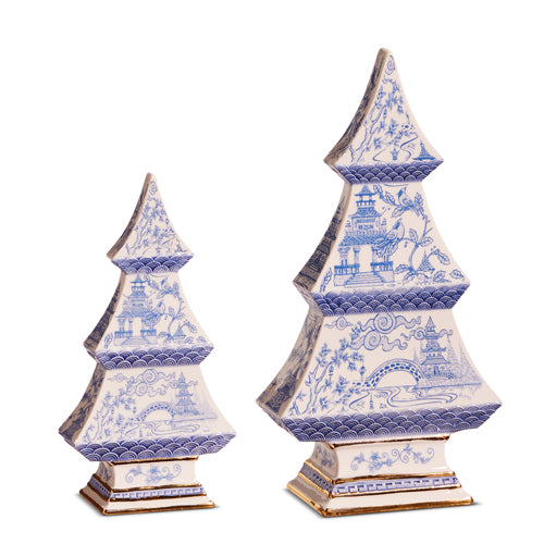 Blue Chinoiserie Trees 9" (Set of 2)