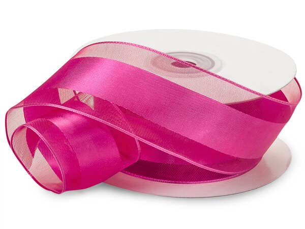 Wired Satin Stripe Sheer Ribbon: White / 1 Pack / 1-1/2"x25 yards