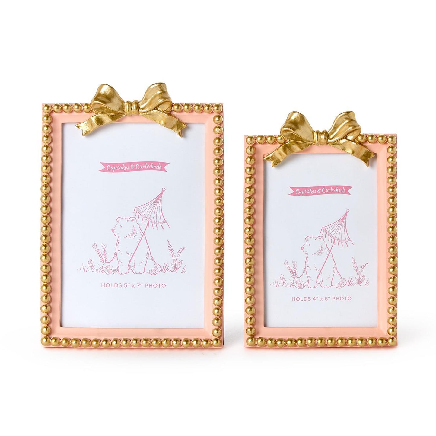 Golden Bow Photo Frames in Pink (2 Sizes)