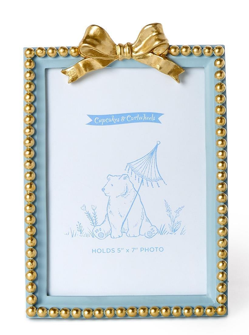 Golden Bow Photo Frames in Blue (2 Sizes)