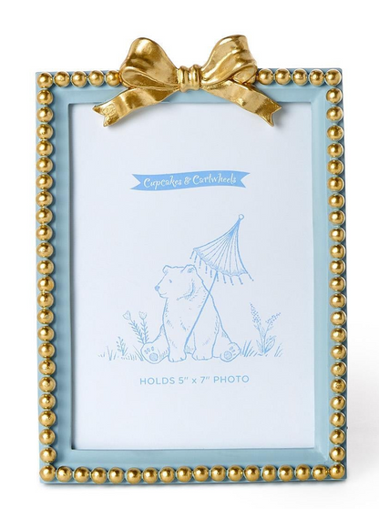 Golden Bow Photo Frames in Blue (2 Sizes)