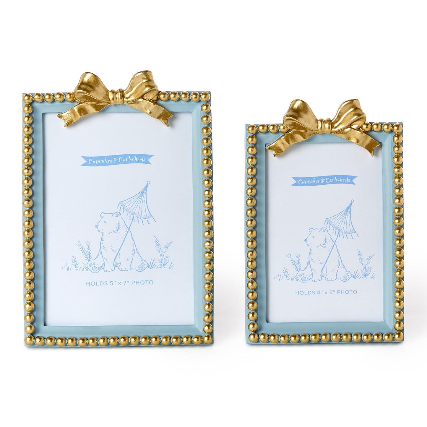 Golden Bow Photo Frames in Blue (2 Sizes)
