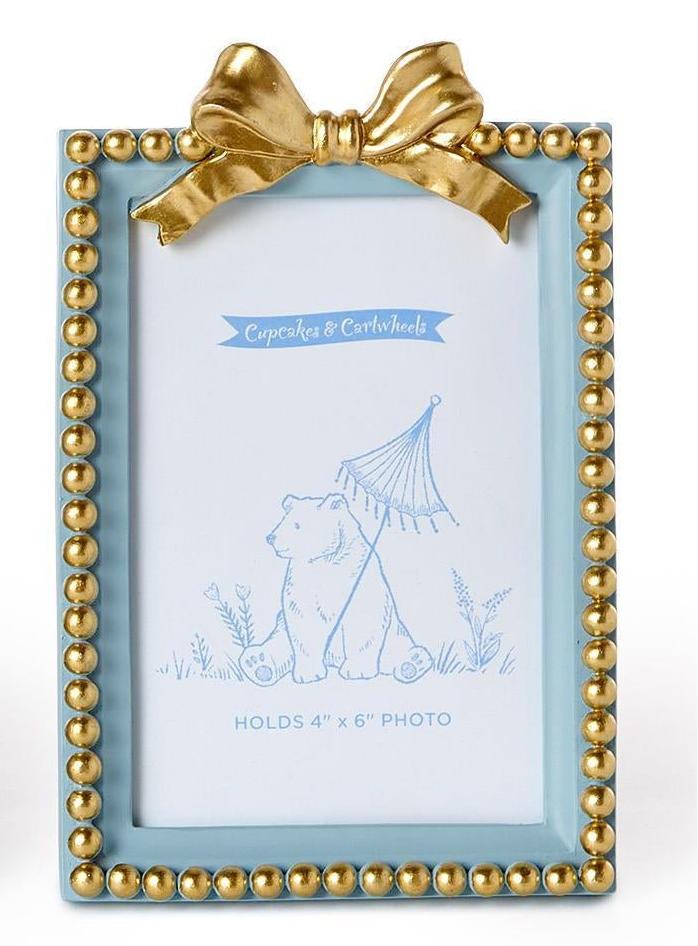 Golden Bow Photo Frames in Blue (2 Sizes)