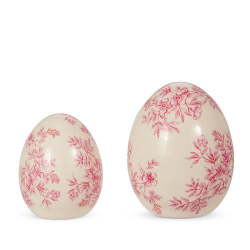 White w/Pink Floral Eggs (set of 2)