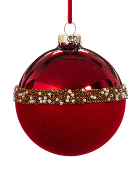 Red Pearl Banded Velvet Ornament (2 Styles)