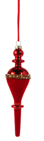 Red Pearl Banded Velvet Finial Ornament ( 2 Styles)