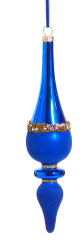 Blue Pearl Banded Velvet Finial Ornament (2 Styles)