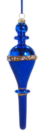 Blue Pearl Banded Velvet Finial Ornament (2 Styles)