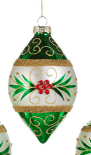 Green and White Embellished Ornament (3 Styles)