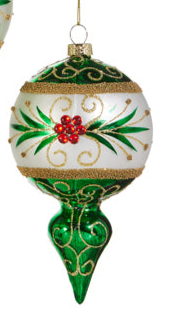 Green and White Embellished Ornament (3 Styles)