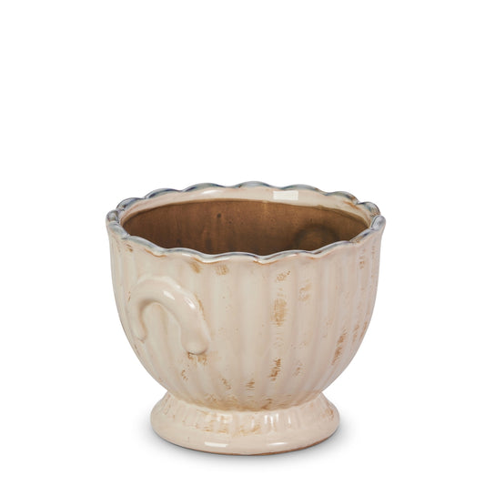Antiqued Cream Planter - 7"