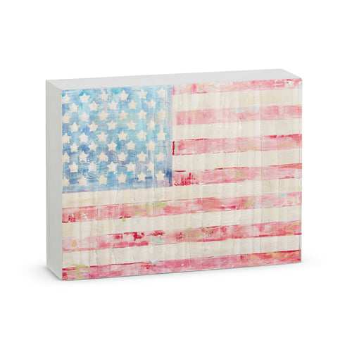 Faded American Flag Wood Block