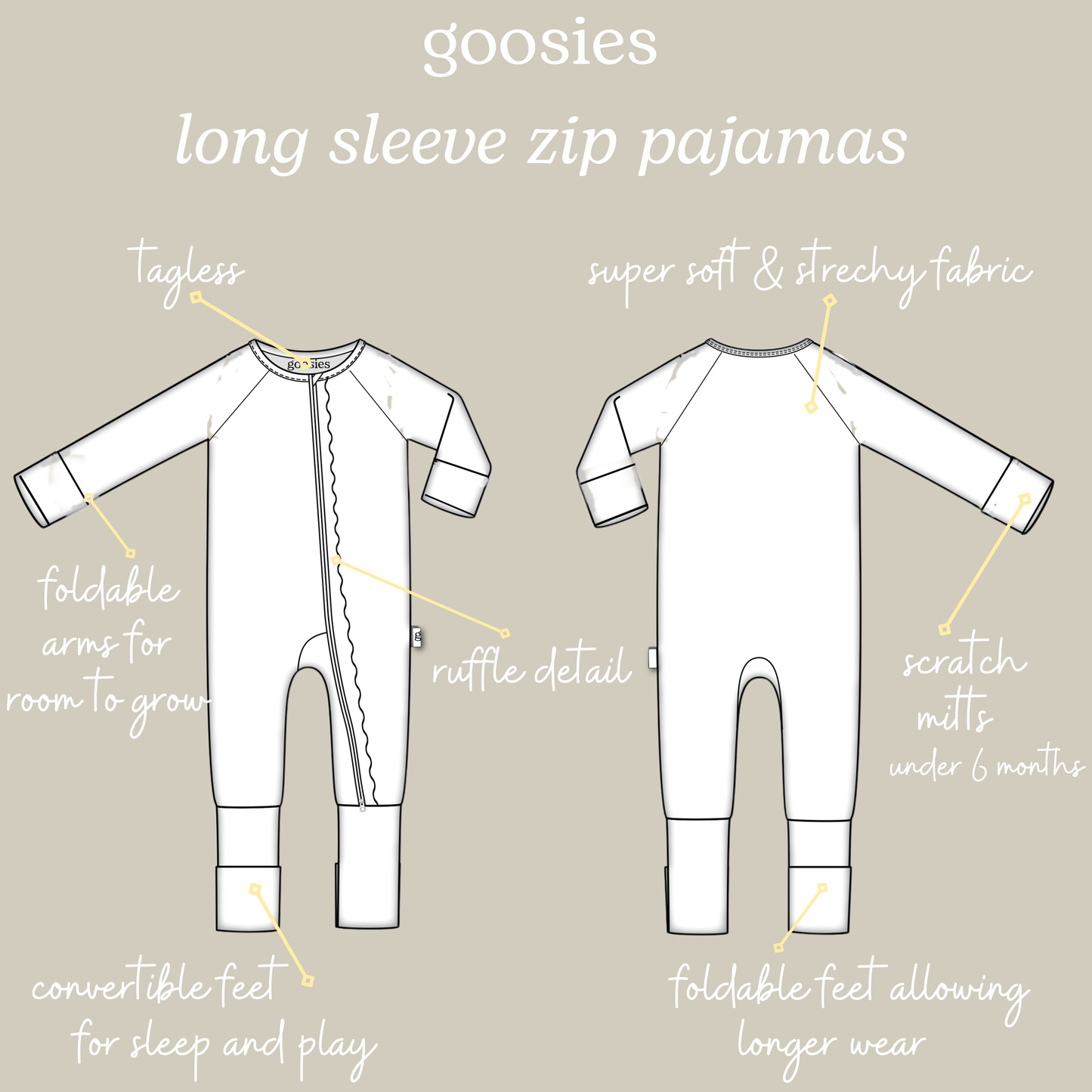 Magnolias - Zip Convertible Pajamas : 3-6 months
