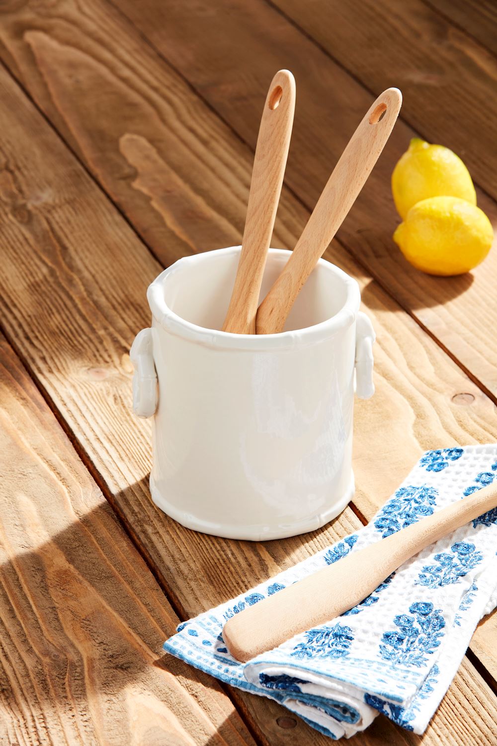 White Bamboo Utensil Holder