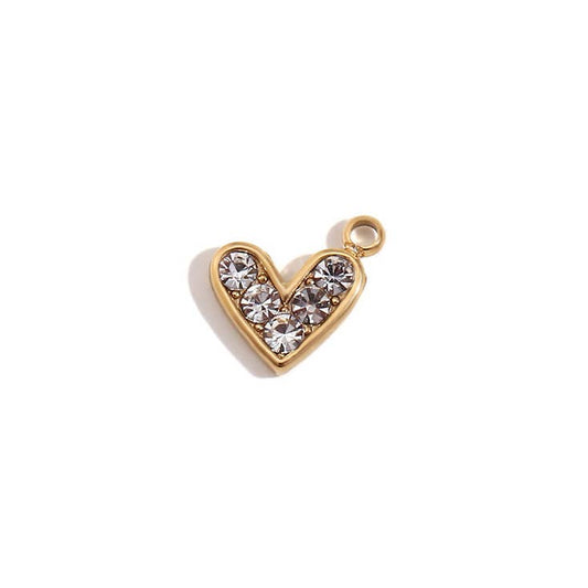 CZ Mini Heart Charm For Charm Necklace