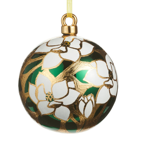 Green and Gold Magnolia Ball Ornament