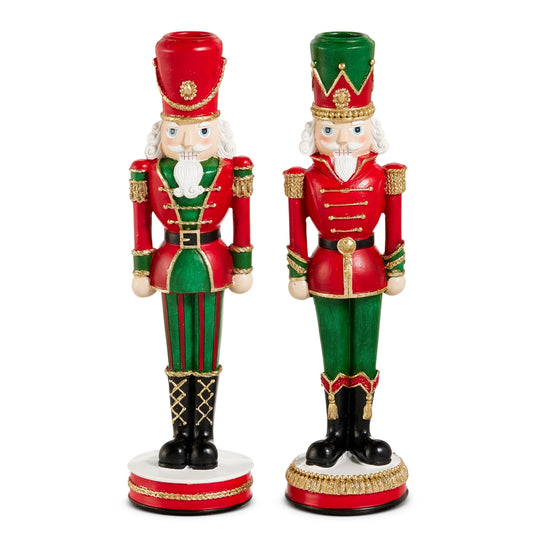 Red and Green Nutcracker Candlesticks (2 Colors)