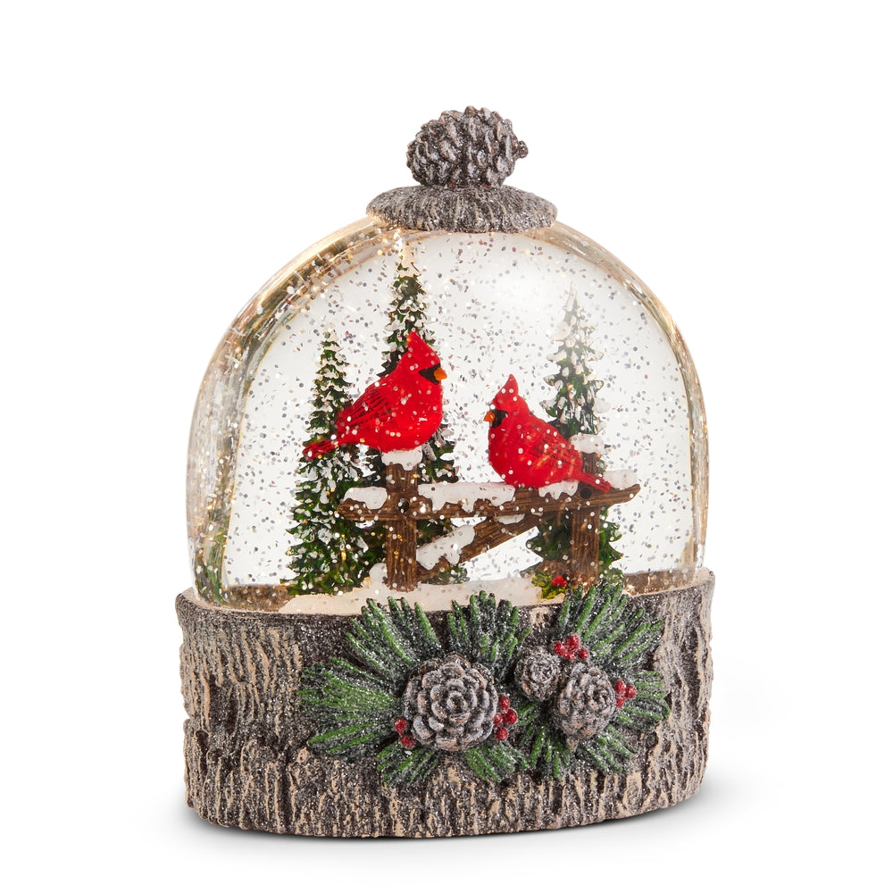 Cardinal Perch Lighted Water Globe