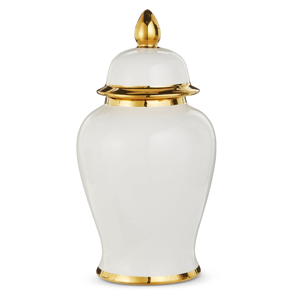White and Gold Ginger Jar - 19"
