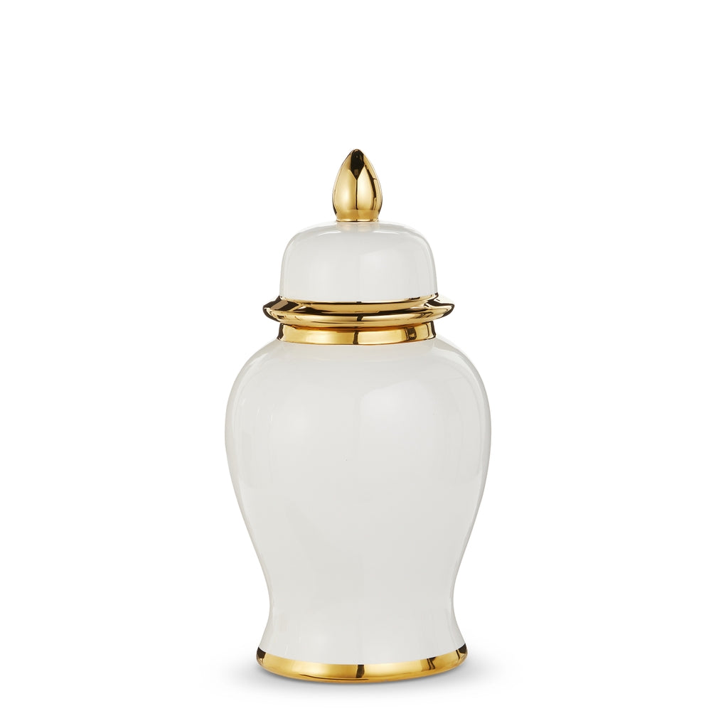 White and Gold Ginger Jar - 14.5"