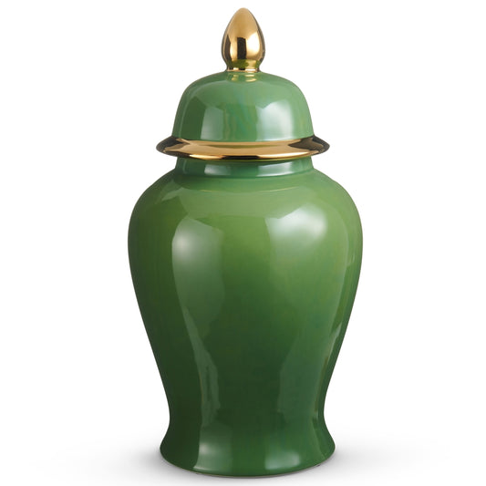 Green and Gold Ginger Jar - 18.5"