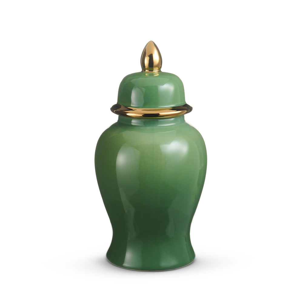 Green and Gold Ginger Jar - 14.5"