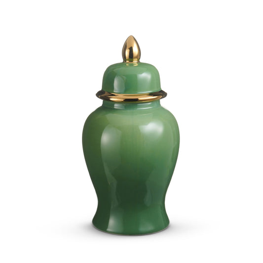 Green and Gold Ginger Jar - 14.5"