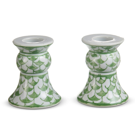 Green Candle Holders - Set of 2