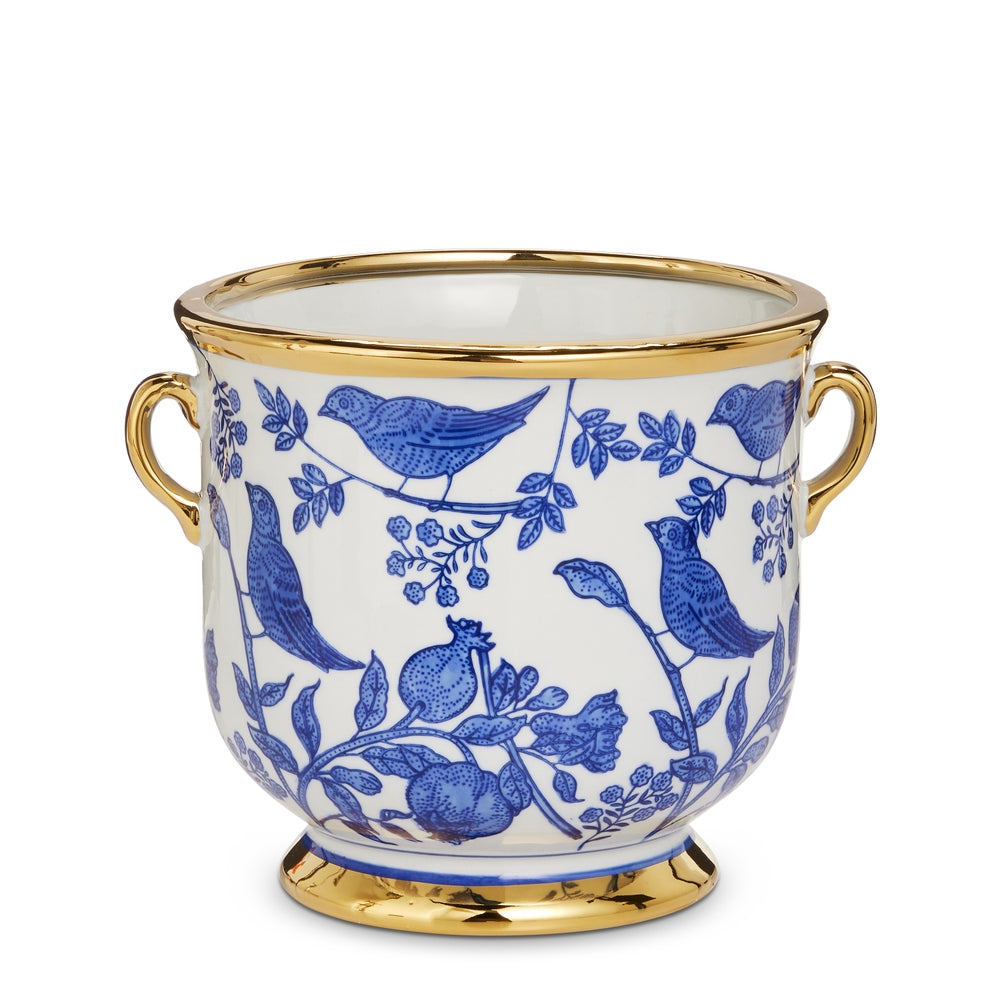 Blue Bird Cache Pot w/ Handles