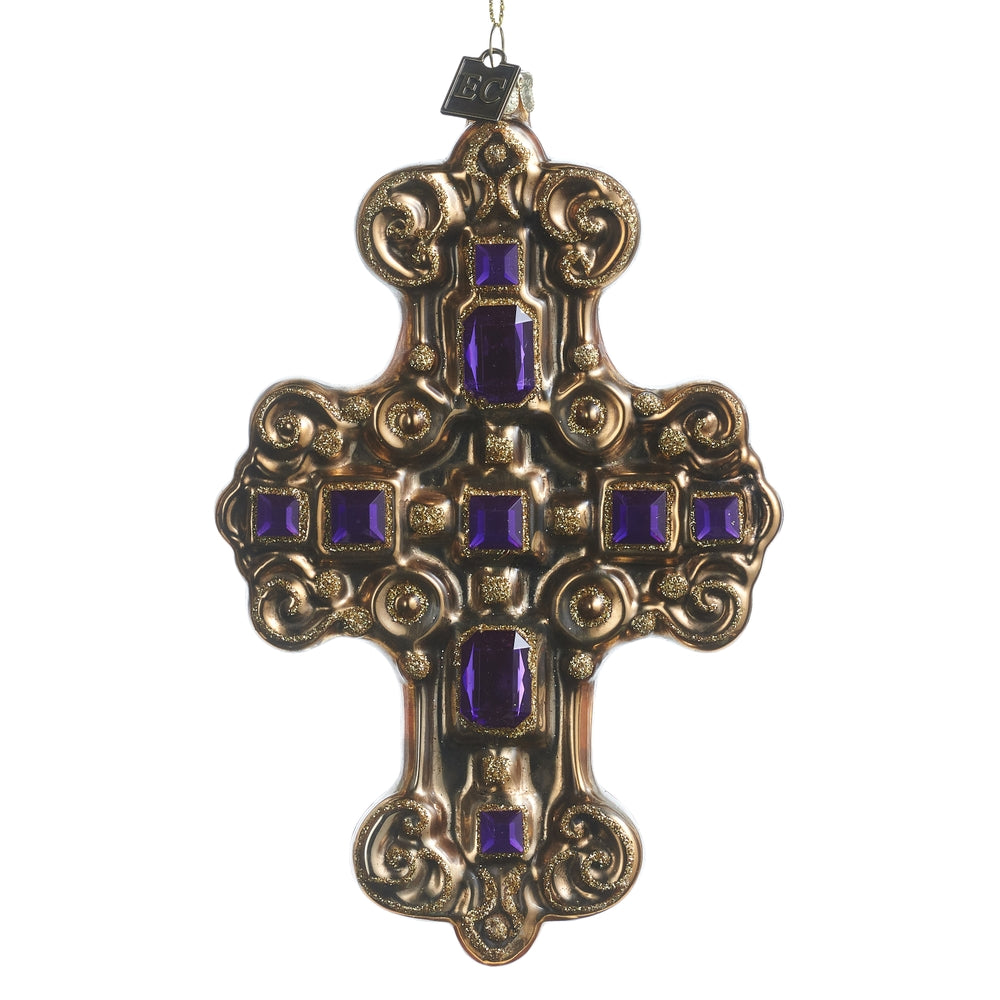 Purple Jeweled Cross Ornament