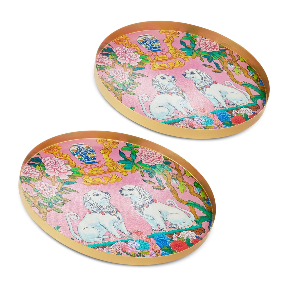 Pink Dog Trays - Set of 2