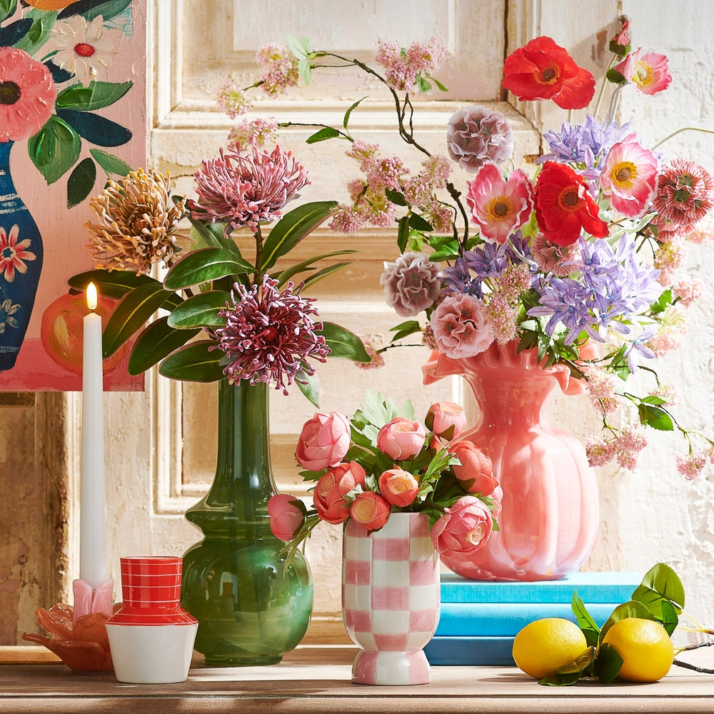 Green Bud Vase w/Gold Rim - 10.5"