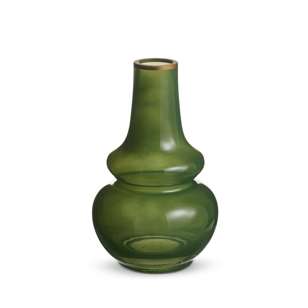 Green Bud Vase w/Gold Rim - 8"