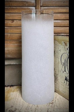 White Crackle Frosted Cylinder - Large