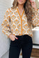 Floral V Neck Casual Shift Tunic Blouse (S-L): Orange
