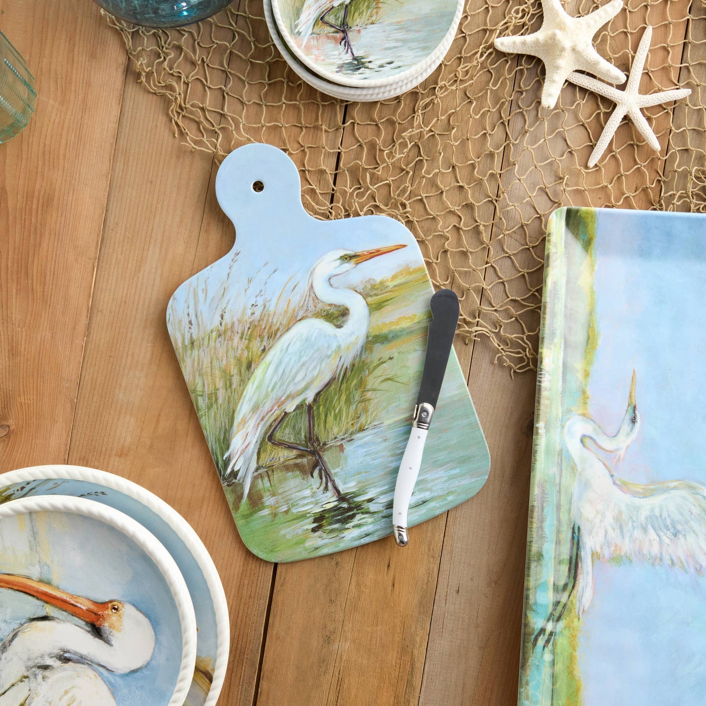Coastal Birds Melm Cheese Board 13.25in x 8 w/knife
