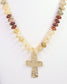 Berkeley Stone Beaded Cross Necklace Natural: Default