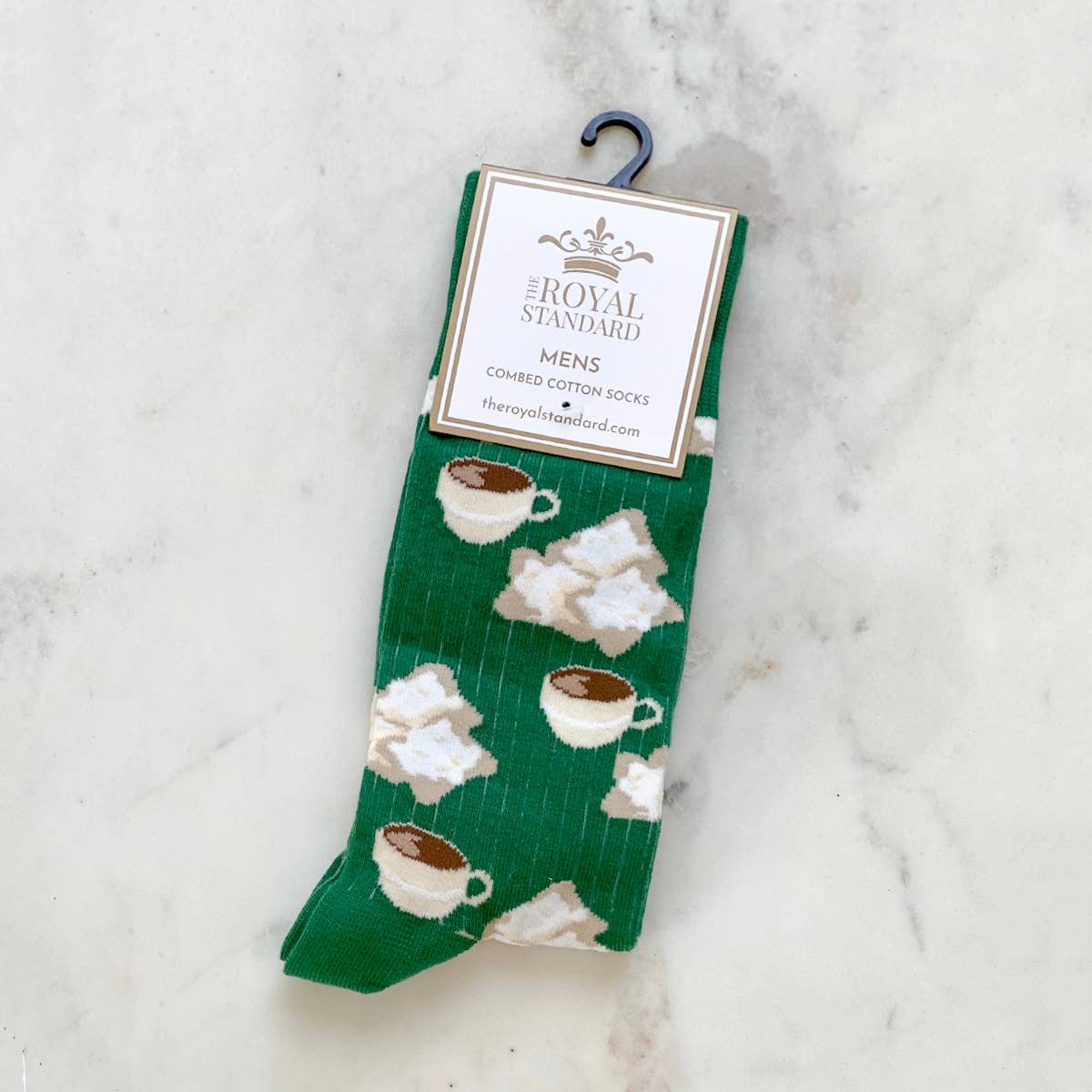 Men's Beignet Socks   Green/Tan/White   One Size