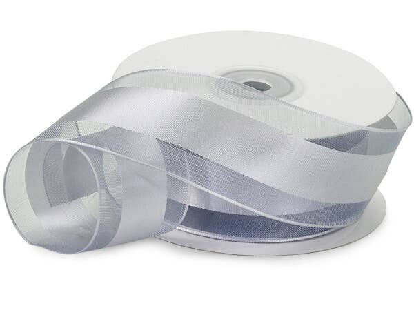 Wired Satin Stripe Sheer Ribbon: White / 1 Pack / 1-1/2"x25 yards