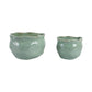 Green Ceramic Round Wavy Edge Planters (2 Sizes)