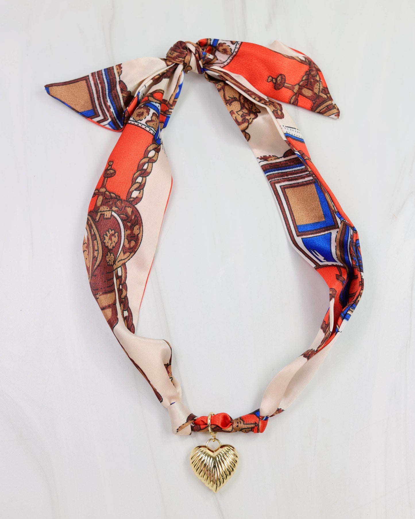 Lillie Scarf Charm Necklace ORANGE BLUE: Default