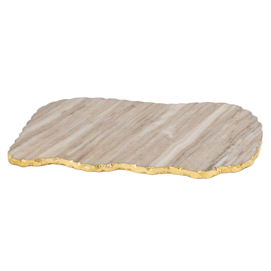 Metz Marble Serving Board   Taupe/Gold   15x9.5x.5