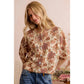 Floral Print Ivory/Brown Button Front Sweater Vest